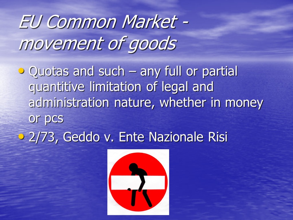 EU Common Market - movement of goods Quotas and such – any full or